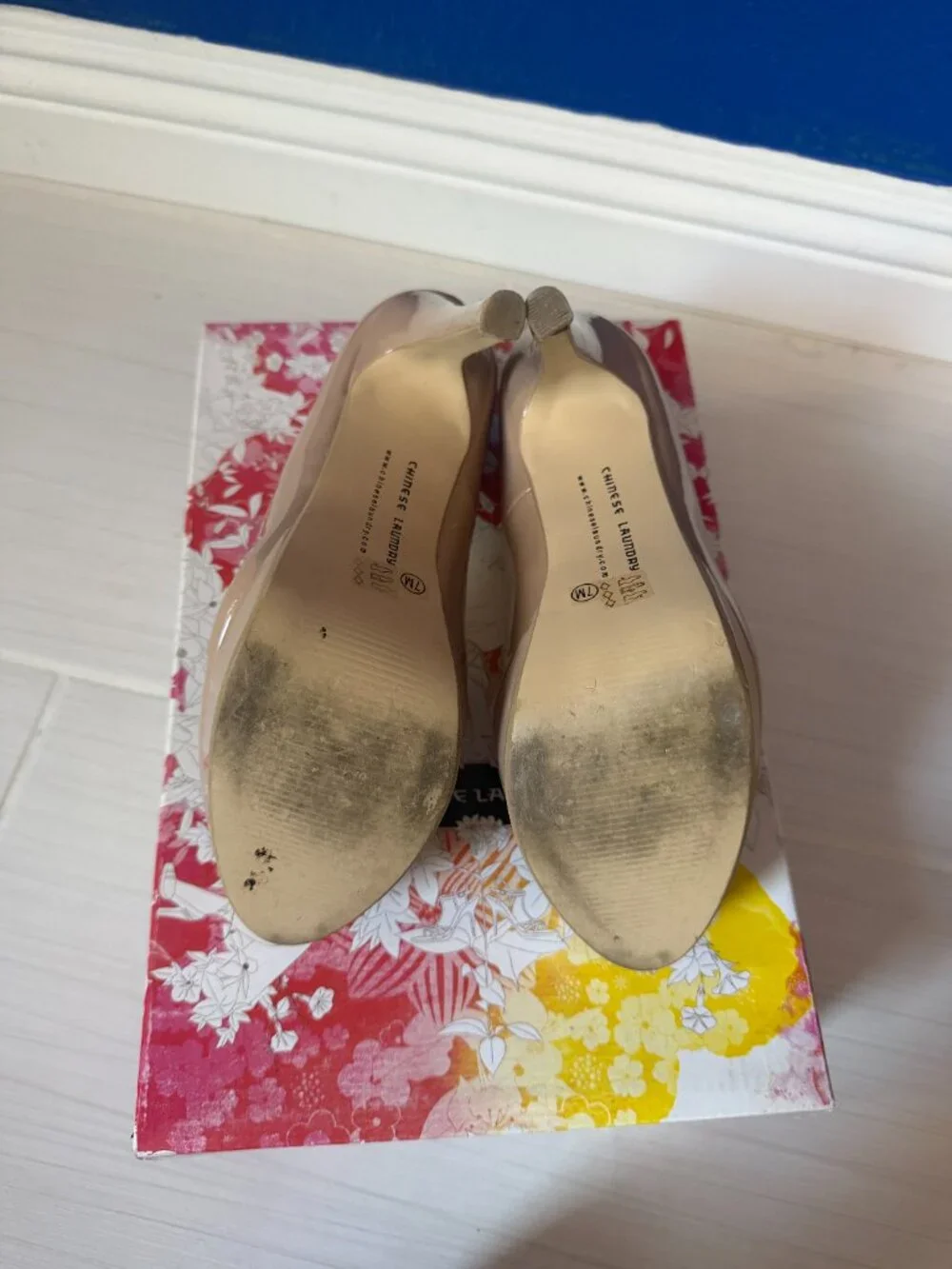 Beige Chinese Laundry Patent Heels